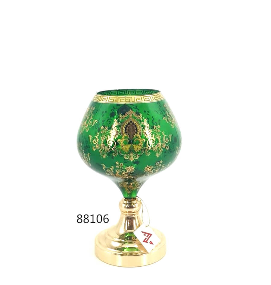 Green Glass Candle Holder For Home