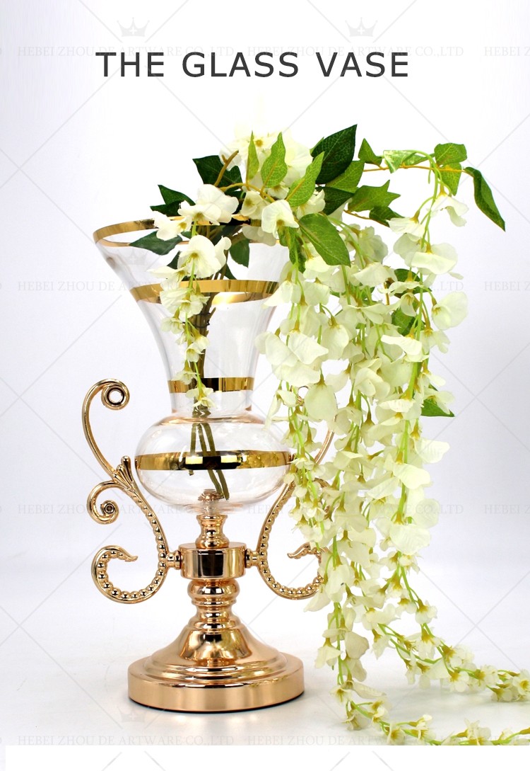 glass with metal flower vase 90305