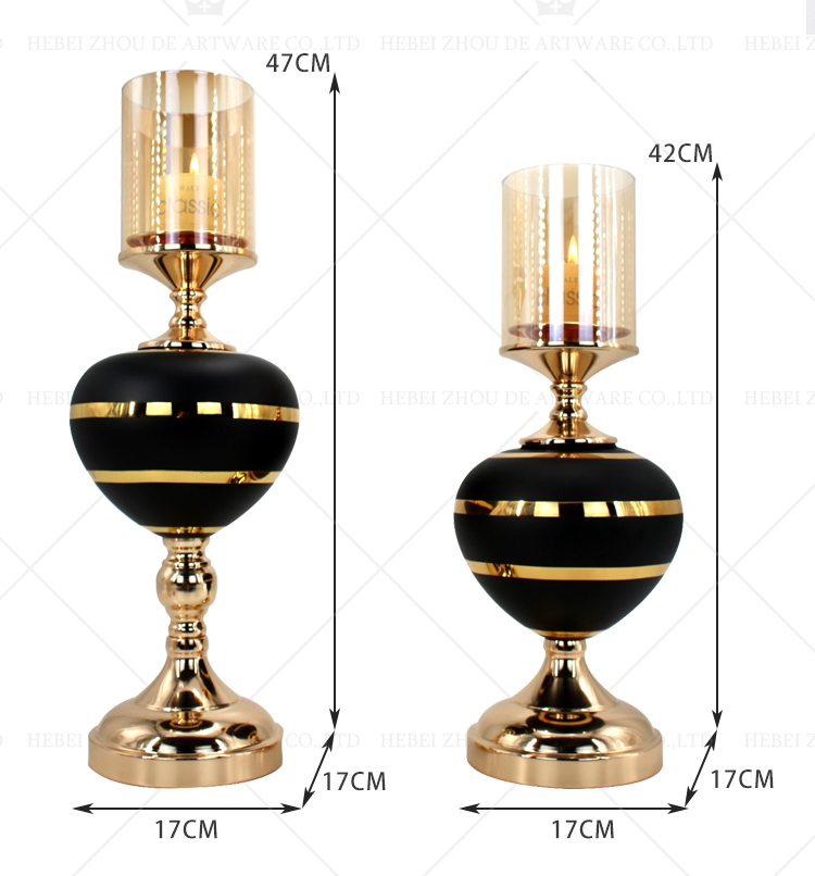 Wholesale custom glass metal candle holder for home decor candlestick