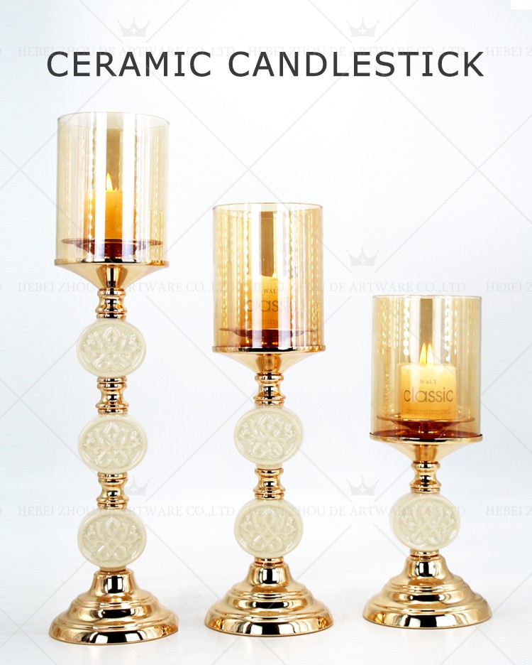 CERAMIC AND METAL CANDLE HOLDER 90516