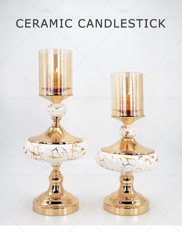 CERAMIC AND METAL CANDLE HOLDER 90908