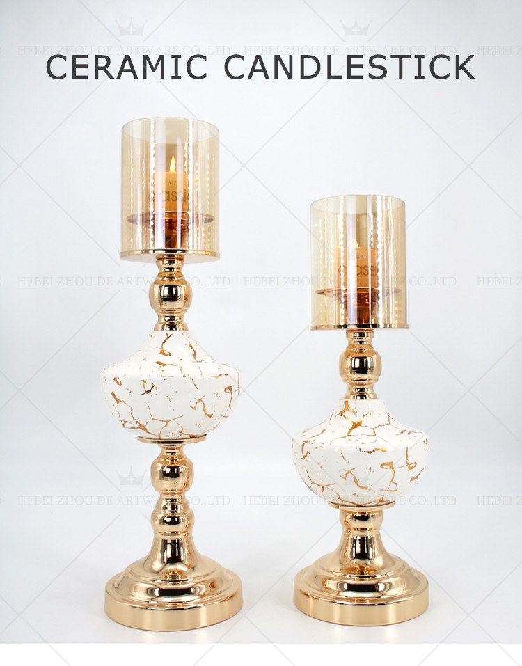 CERAMIC AND METAL CANDLE HOLDER 90909