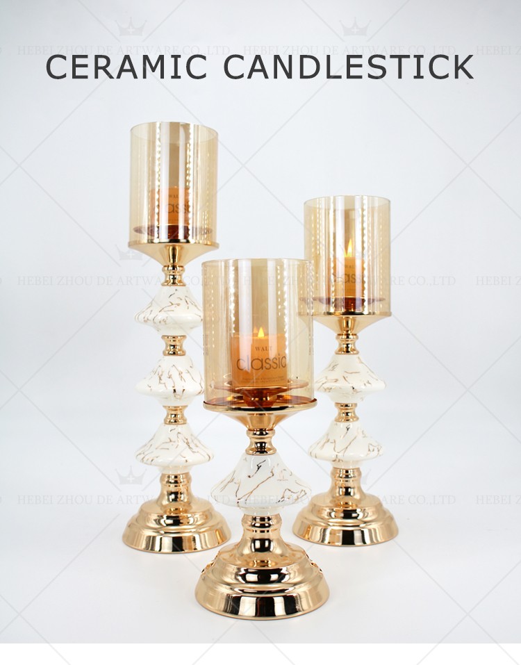 CERAMIC AND METAL CANDLE HOLDER 90910