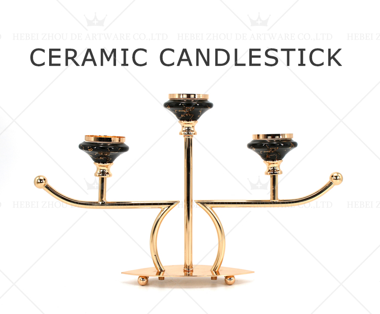 CERAMIC AND METAL CANDLE HOLDER 91106