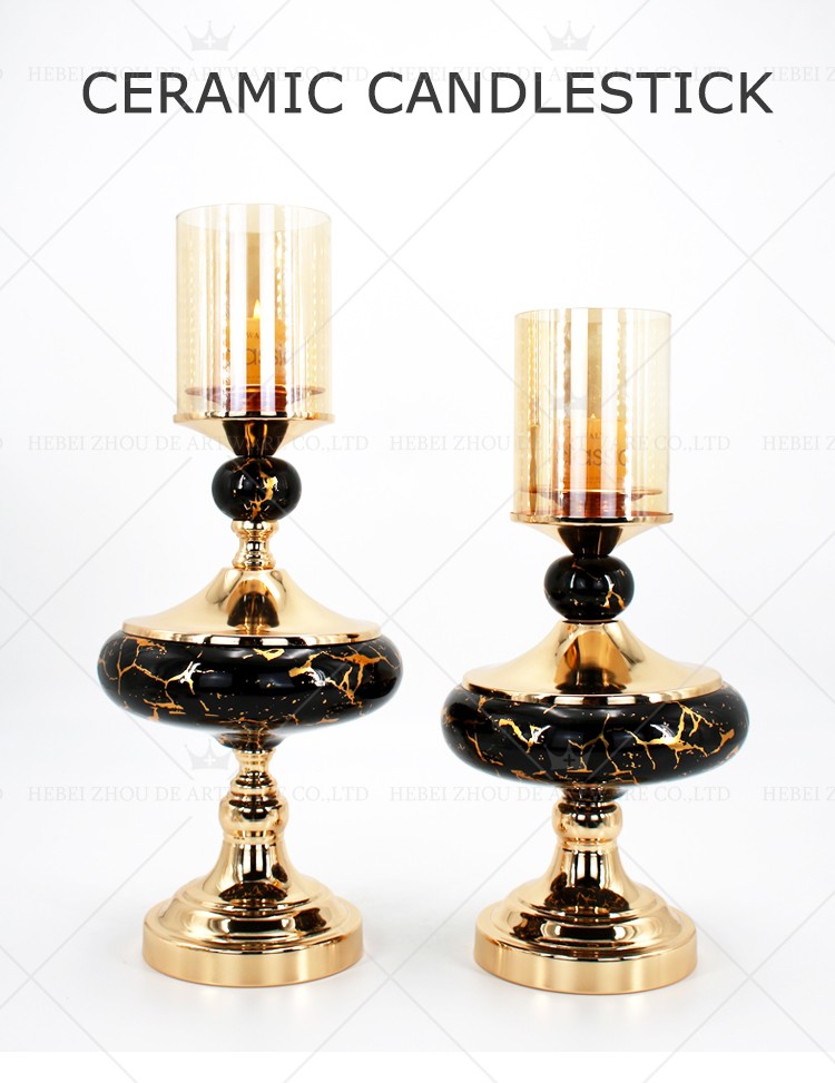 CERAMIC AND METAL CANDLE HOLDER 91108