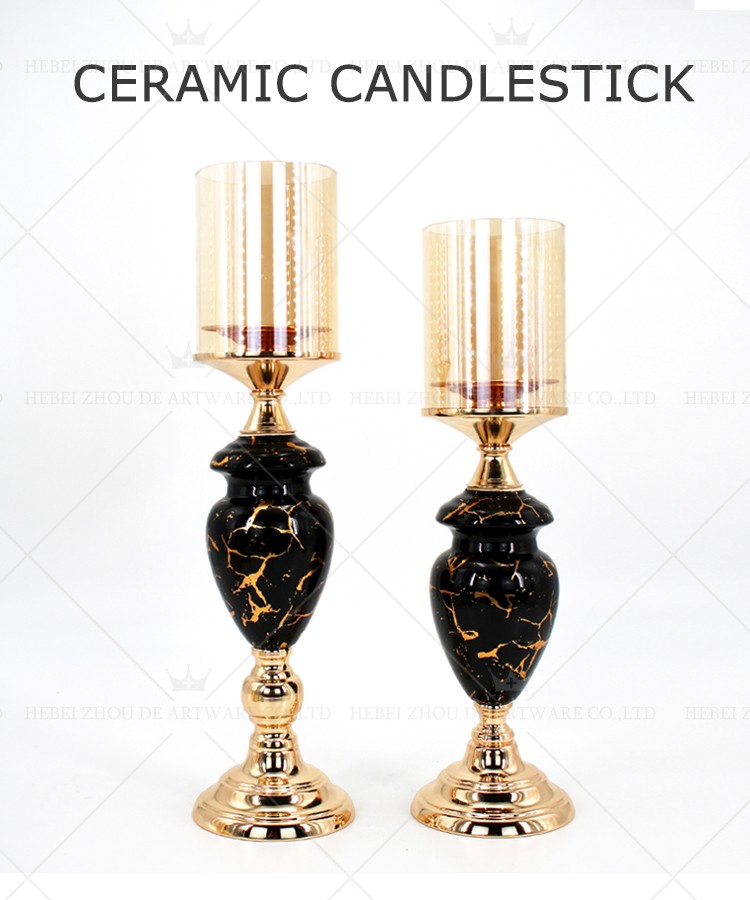 CERAMIC AND METAL CANDLE HOLDER 91112