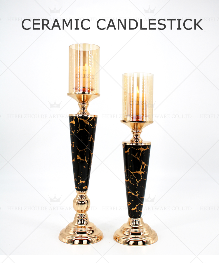 CERAMIC AND METAL CANDLE HOLDER 91113