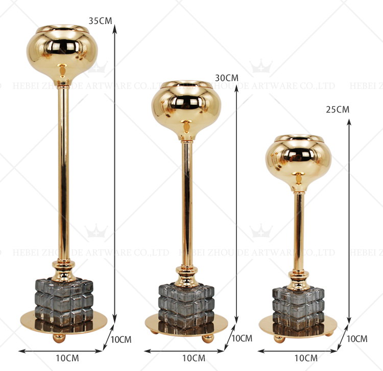 european style pillar Gold Metal Candle Holder 89613