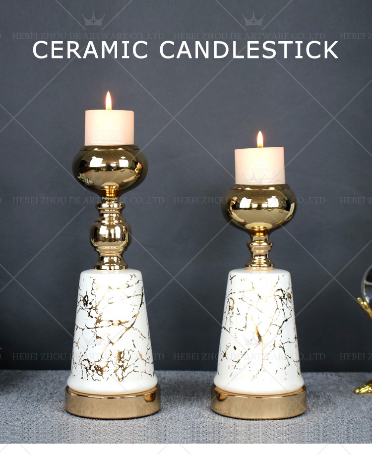 CERAMIC AND METAL CANDLE HOLDER 90919