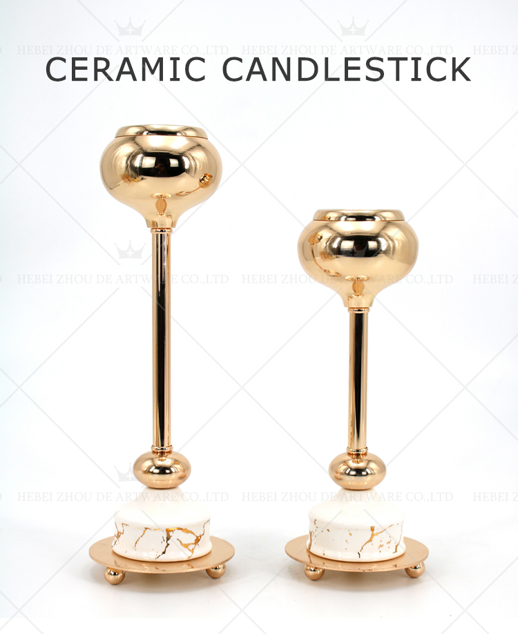 CERAMIC AND METAL CANDLE HOLDER 90920