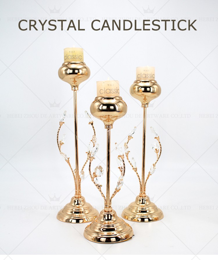 gold crystal candelabra New Year Party Pillar Candle Holder Gold 89911