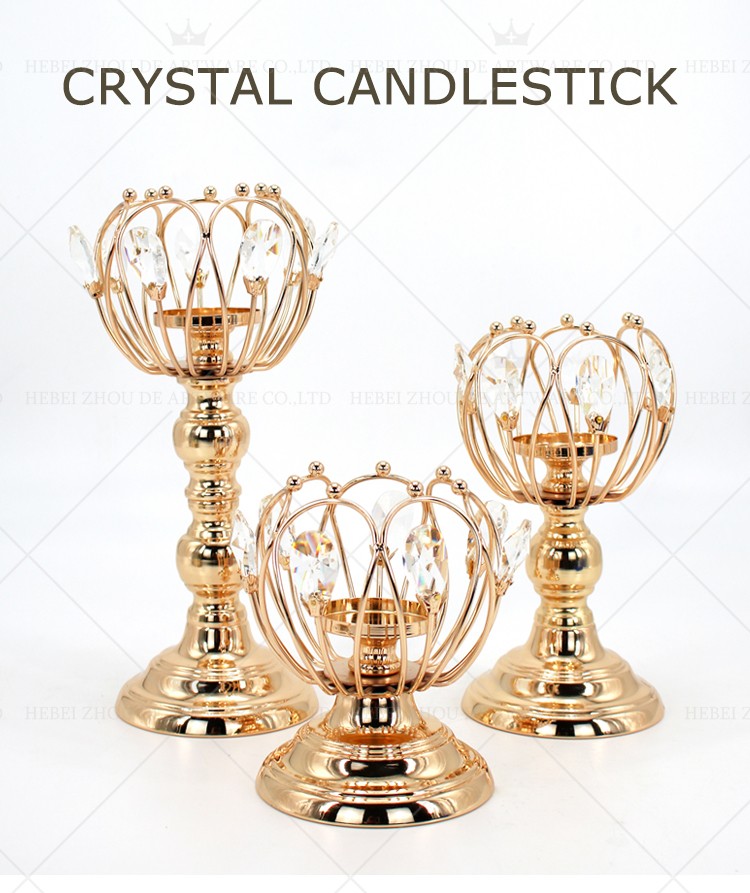 New design gold crystal Unique candle holder 89918