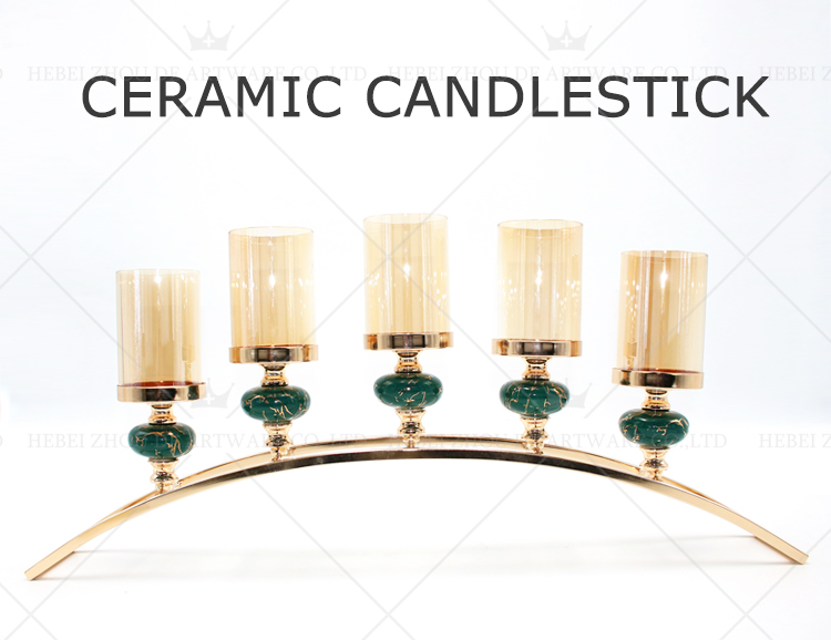 CERAMIC AND METAL CANDLE HOLDER 90802