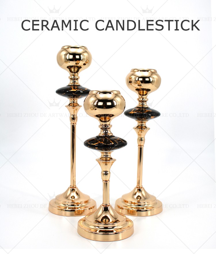 CERAMIC AND METAL CANDLE HOLDER 91116