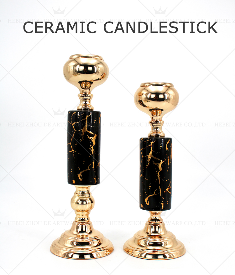 CERAMIC AND METAL CANDLE HOLDER 91118