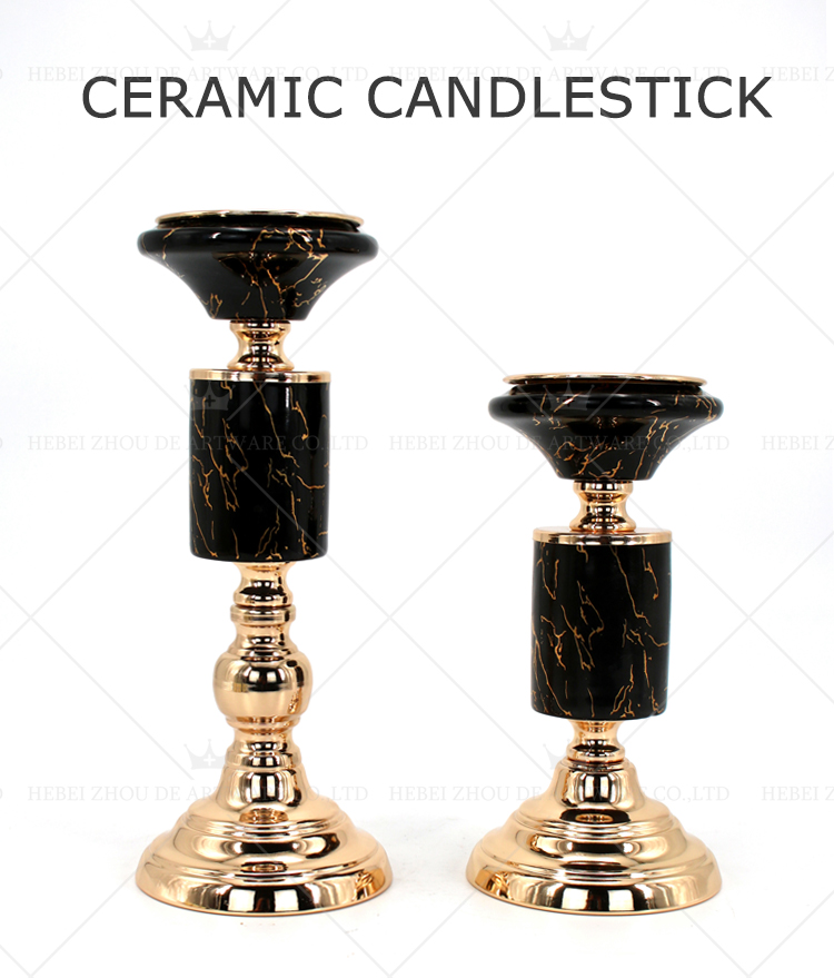 CERAMIC AND METAL CANDLE HOLDER 91120