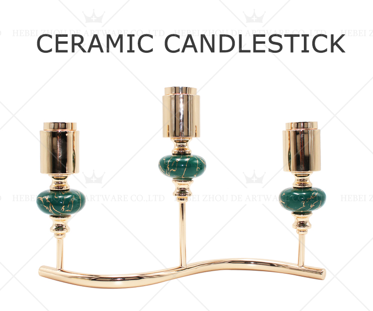 CERAMIC AND METAL CANDLE HOLDER 90804