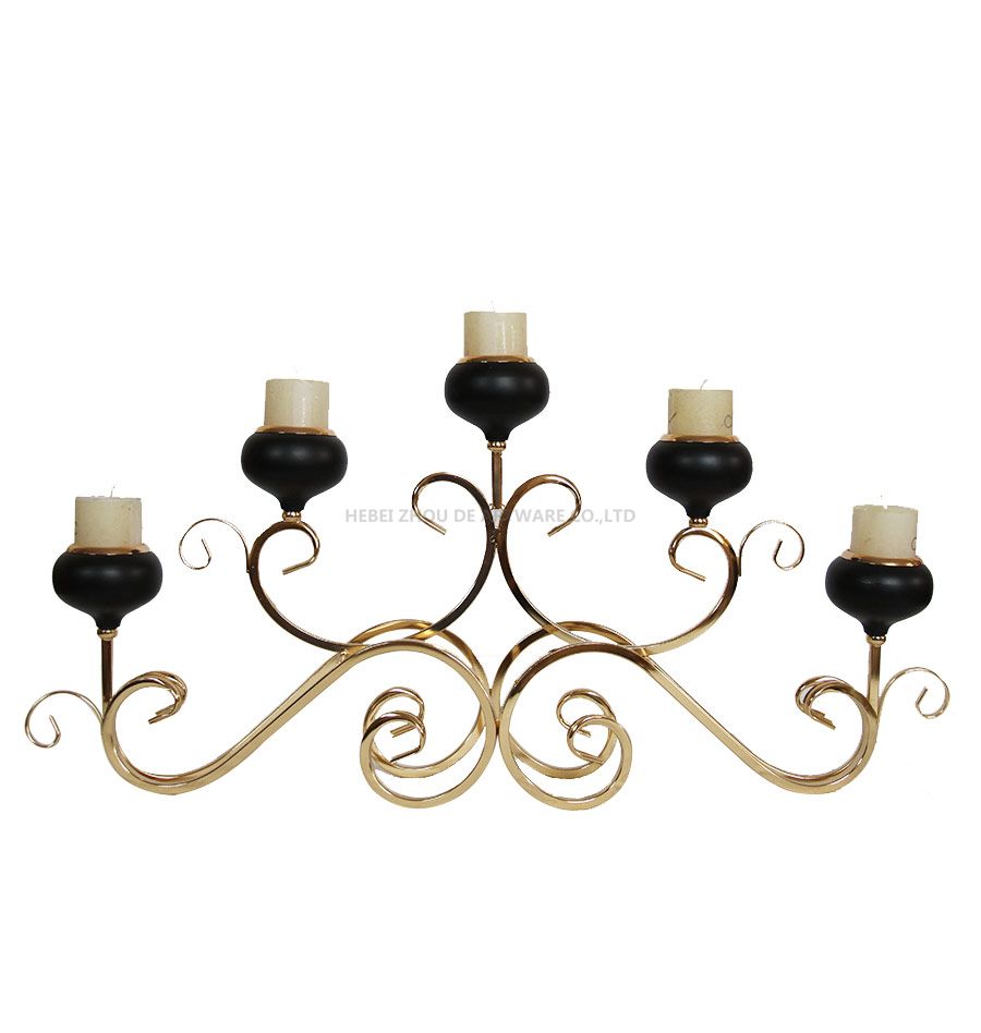 Iron Candle Holder Gold and Black Color 5506