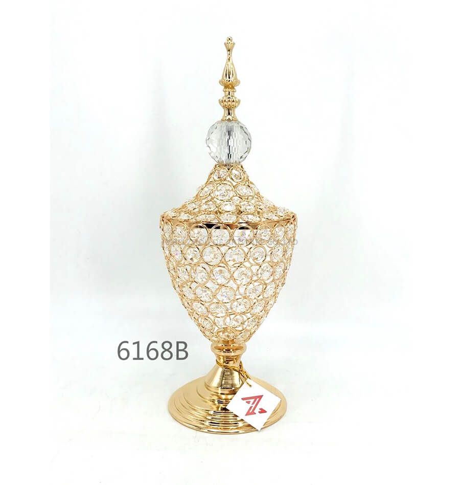 golden 6168B crystal metal candy pot