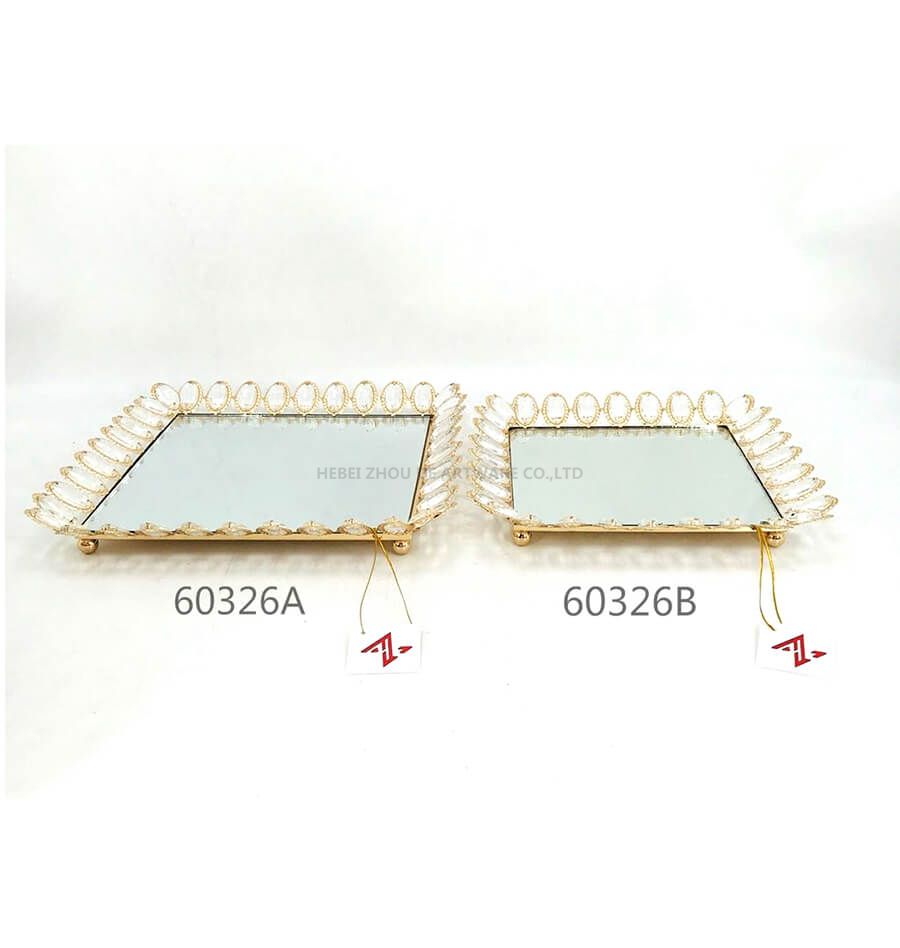 golden 60325A 60326B crystal metal tray6