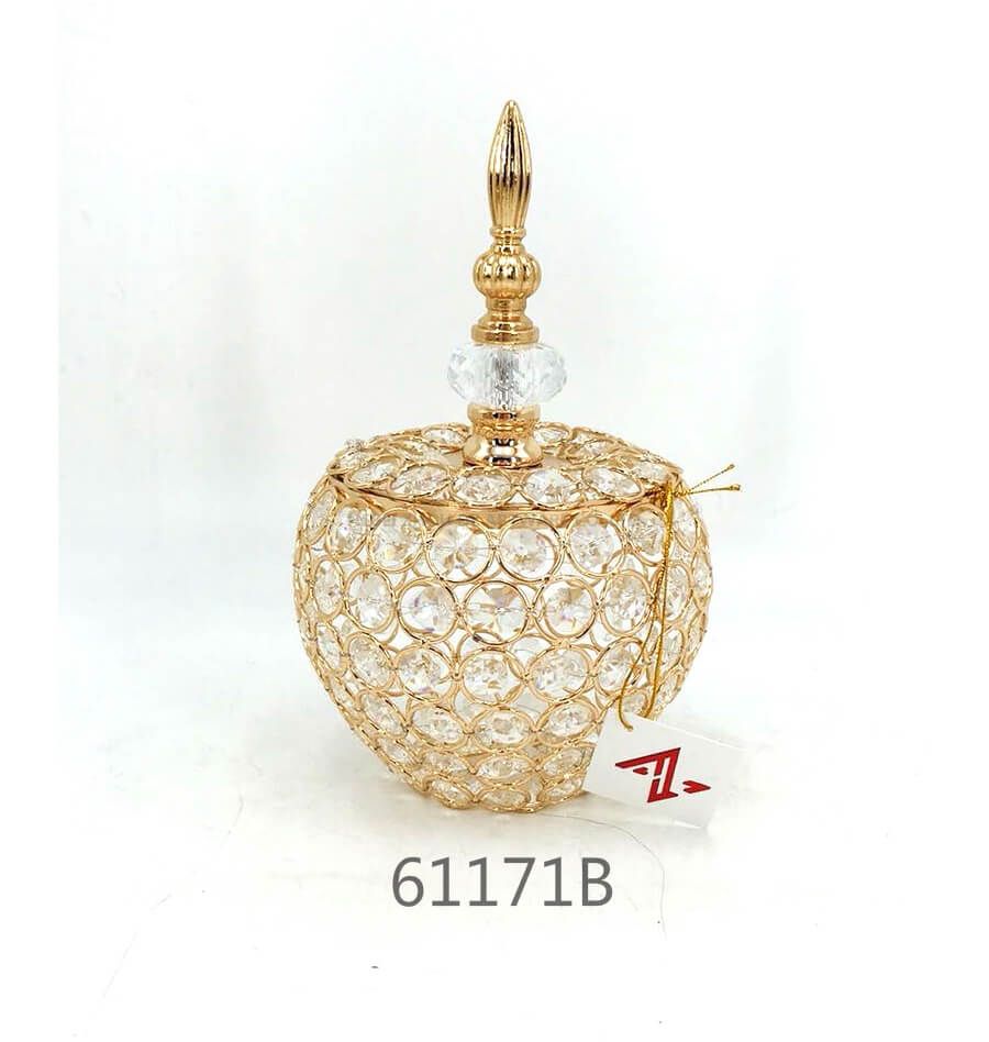 golden 61171B crystal metal candy pot