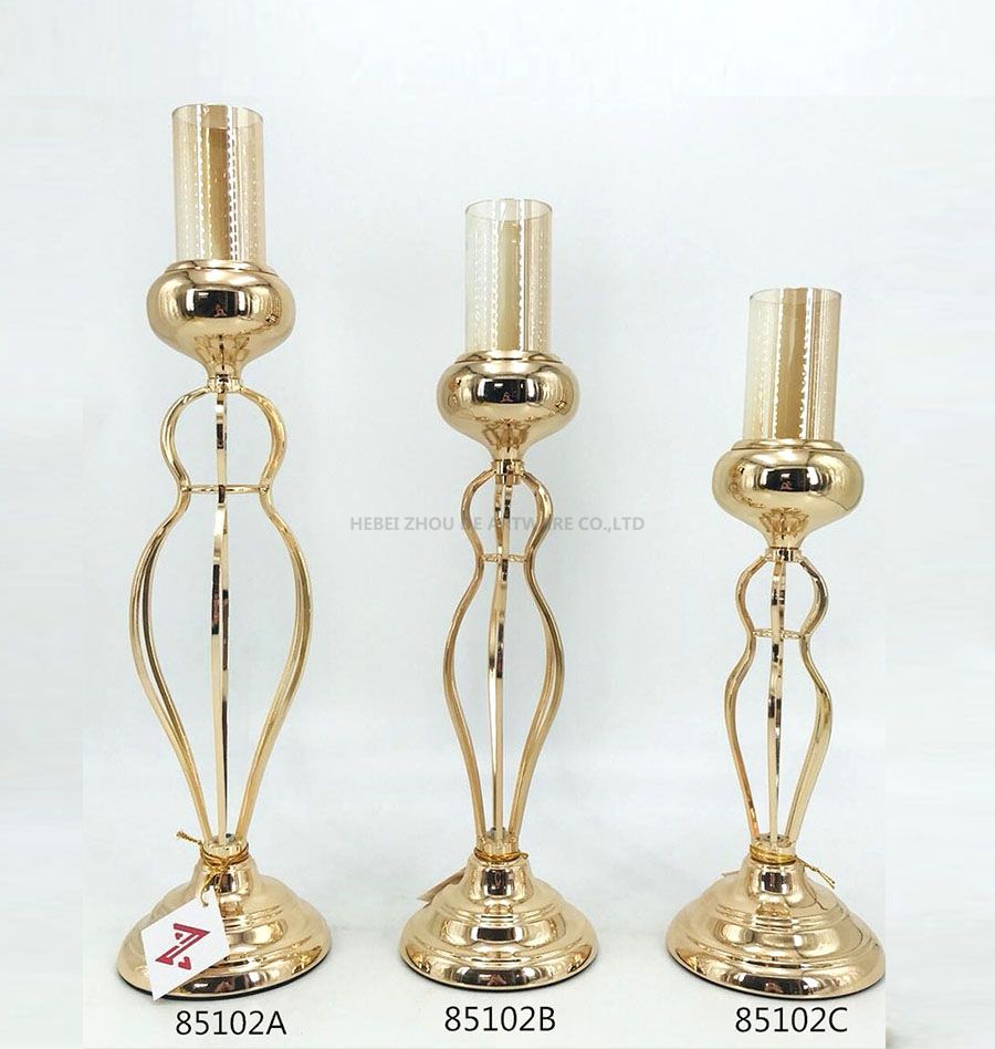 modern Metal Candle Holder with glass tube 85102