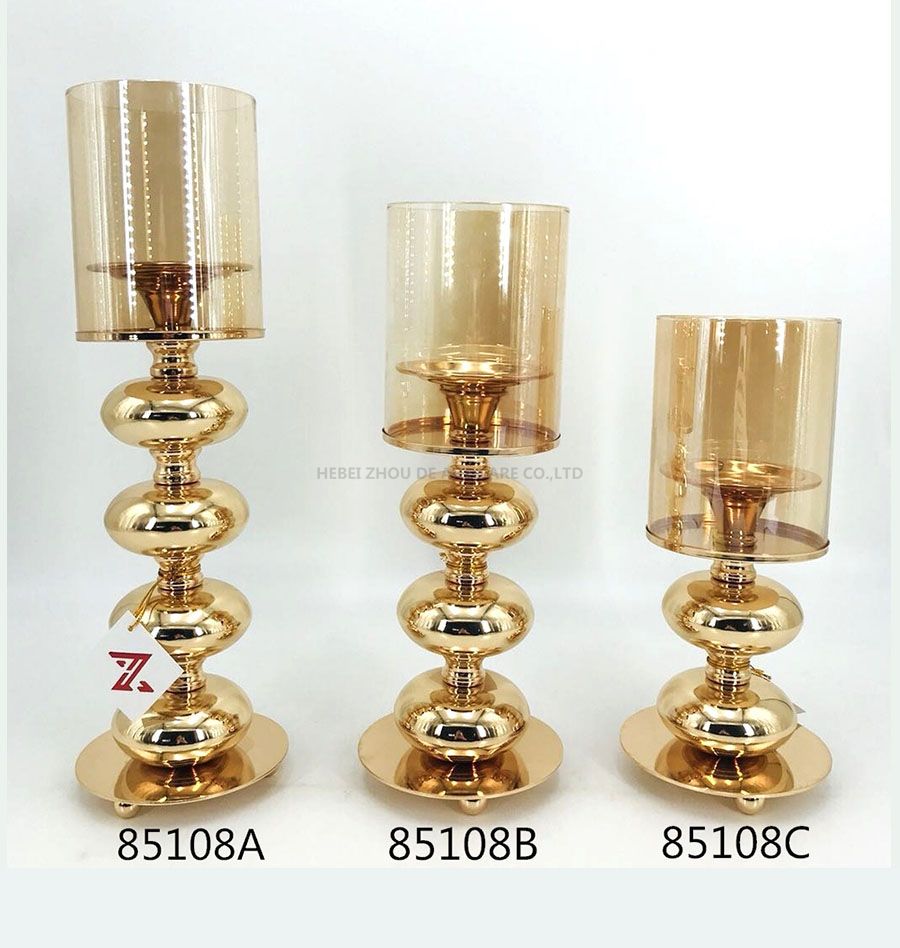 golden Metal Candle Holder set for living room 85108