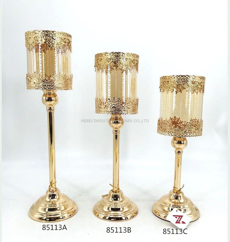 golden 85113A 85113B 85113C Metal Candle Holder 