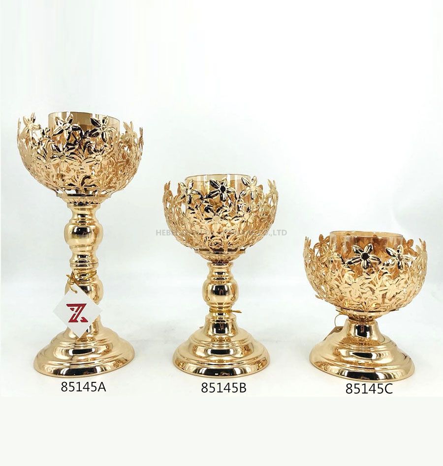 golden Metal Candle Holder set for wedding 85145