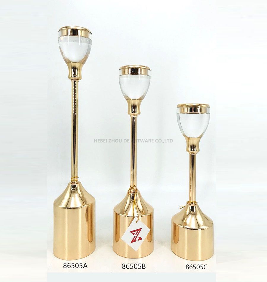 Factory Wholesale gold acrylic Candle Holder 86505