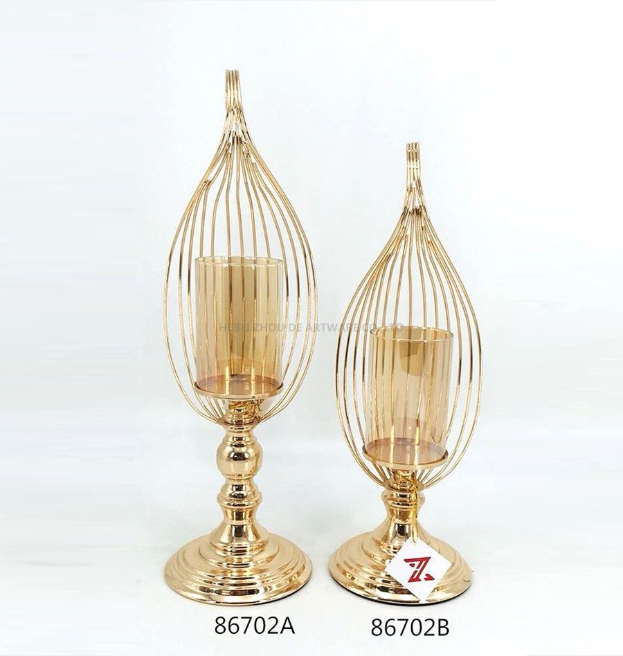 golden Metal birdcage Candle Holder 86702