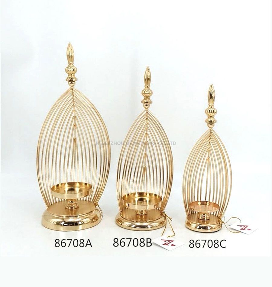 golden 86708A 86708B 86708C Metal Candle Holder 