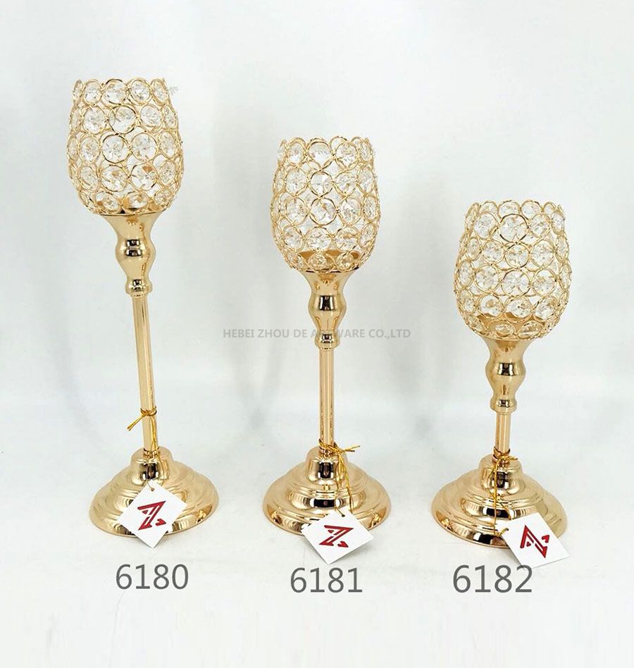 candle holder Metal Crystal Candelabra For Wedding Decoration 6180 6181 6182