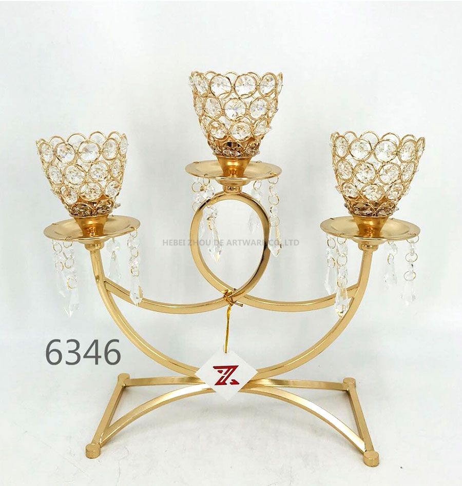 Luxury 3 arms candle holder crystal candle holder 6346