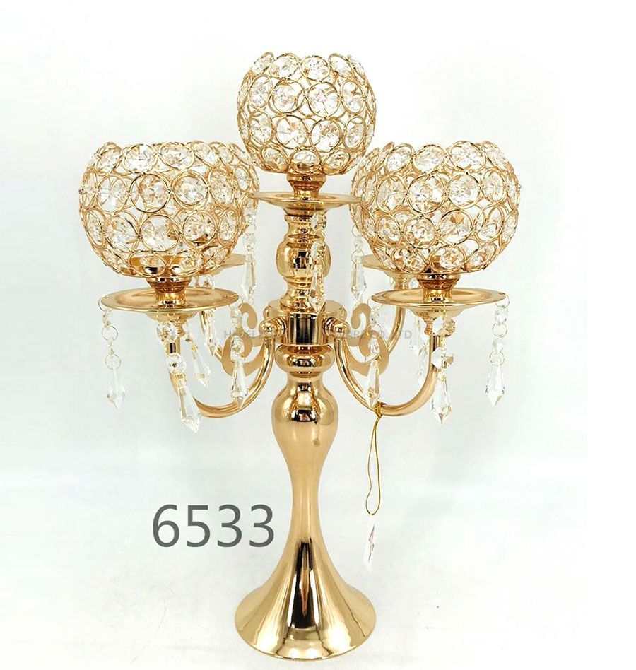 wedding metal and Crystal Candle Holder 6533