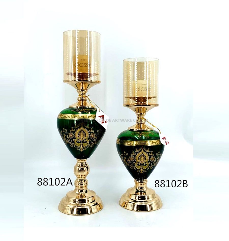 fashion green glass candlestick holder 