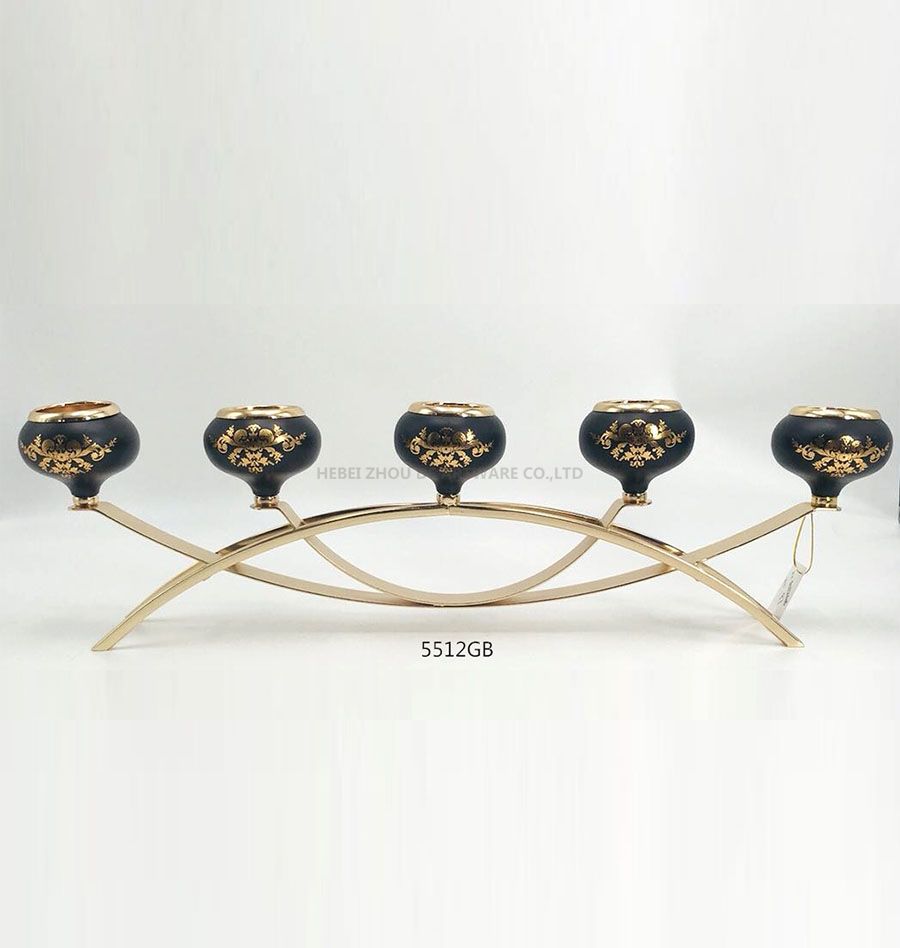 Iron Candle Holder Gold and Black Color 5512GB
