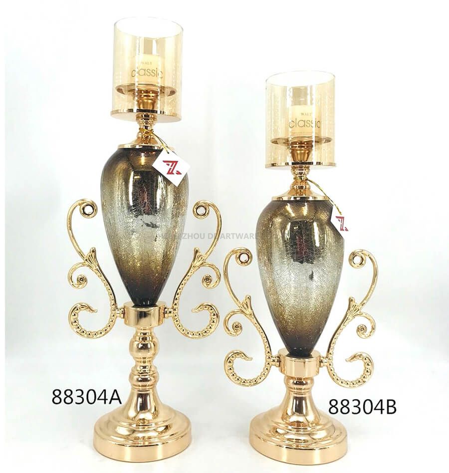 88304 metal and glass candle holder