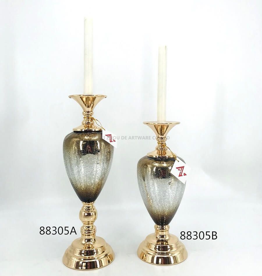 metal and glass candle holder 88305