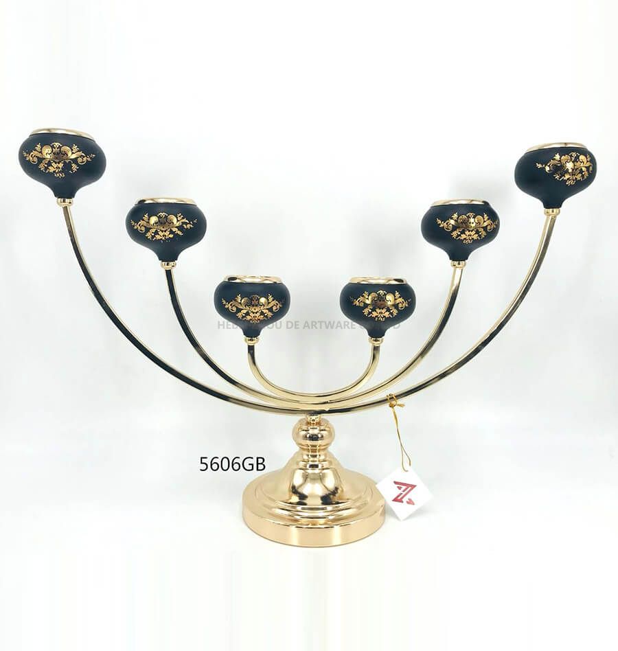 black golden 5606GB metal candle holder