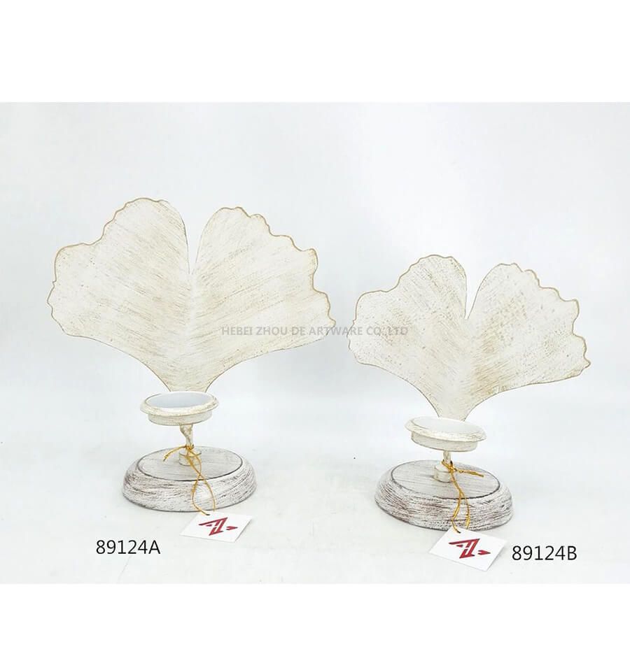 white leaf candle holder 89124