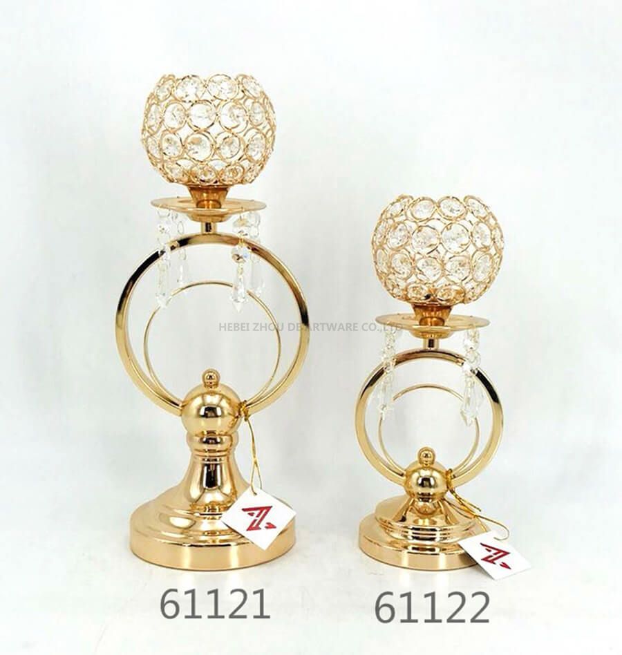 golden plated metal crystal candle holder 61121 61122