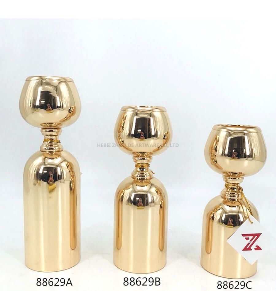 gold metal candle holder set for table decoration 88629