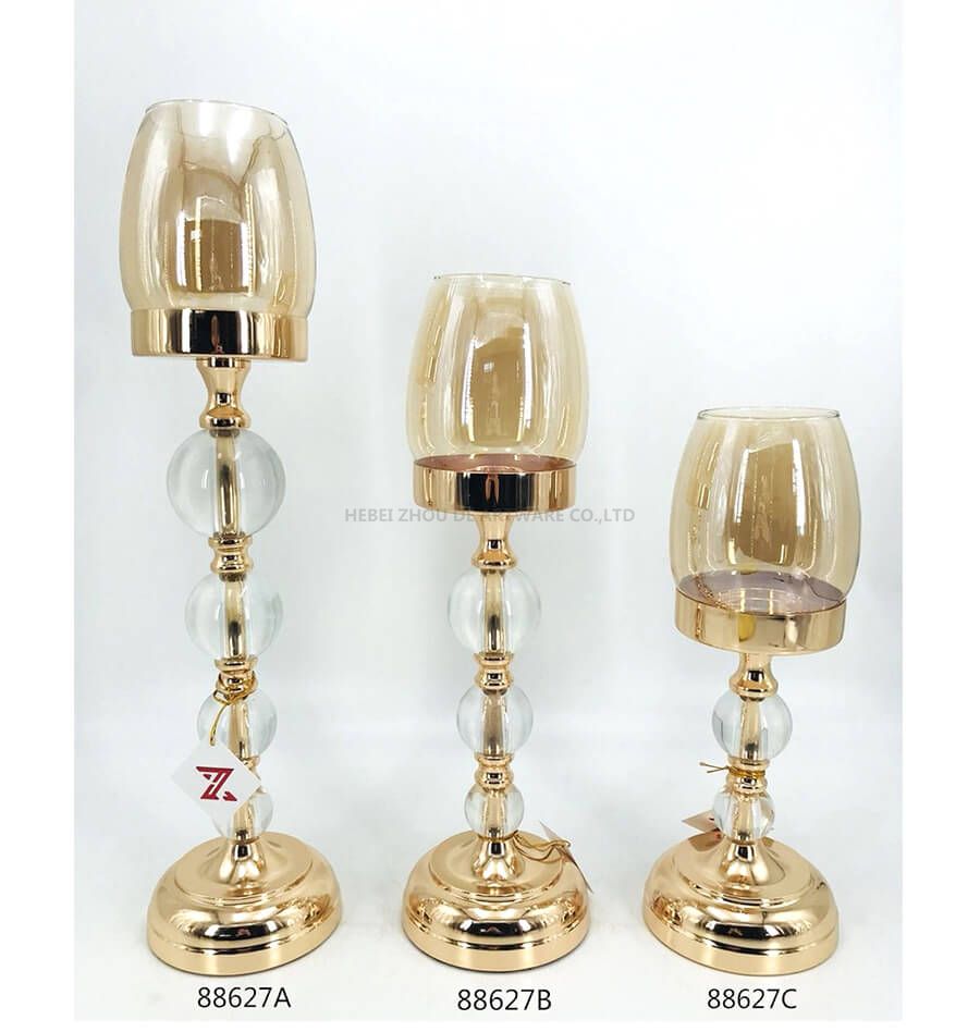 gold metal candle holder china factory 88627