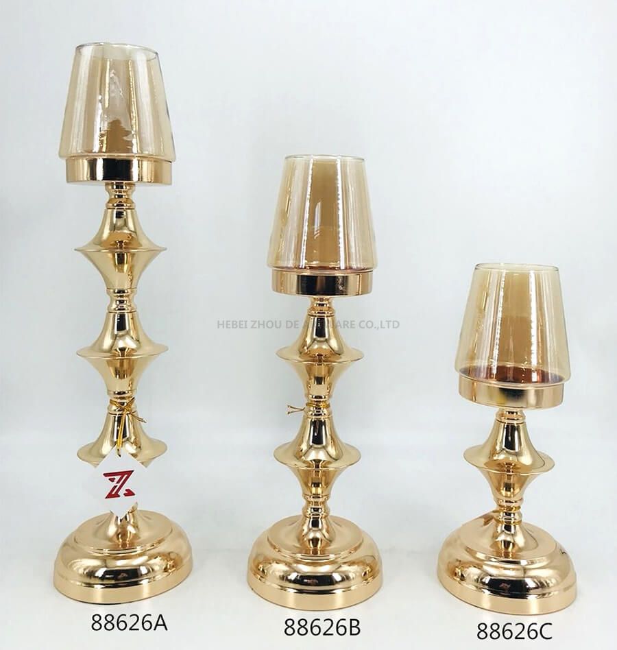 gold metal candle holder set factory 88626