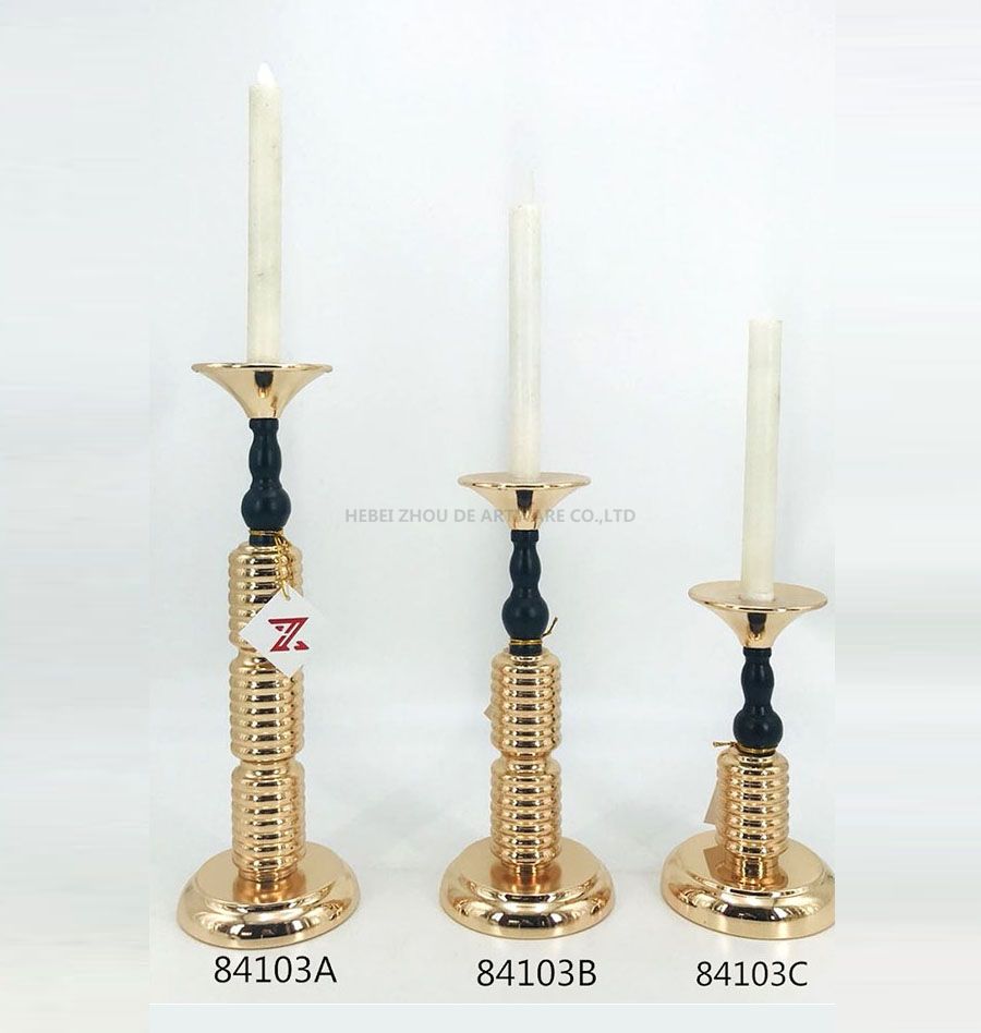 Iron Candle Holder Gold and Black Color 84103A 84103B 84103C