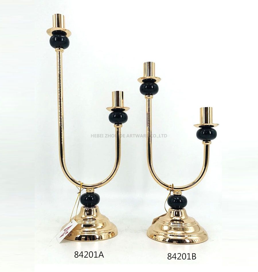 Iron Candle Holder Gold and Black Color 84201A 84201B