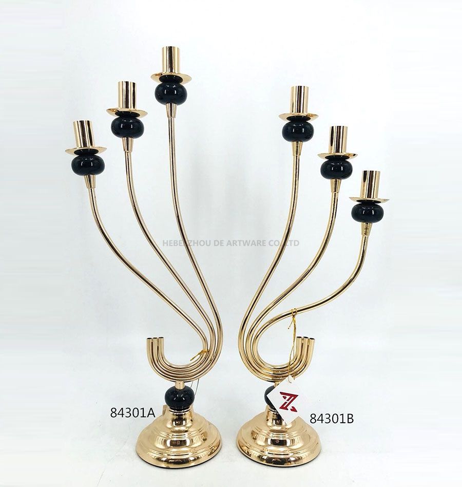 Iron Candle Holder Gold and Black Color 84301A 84301B