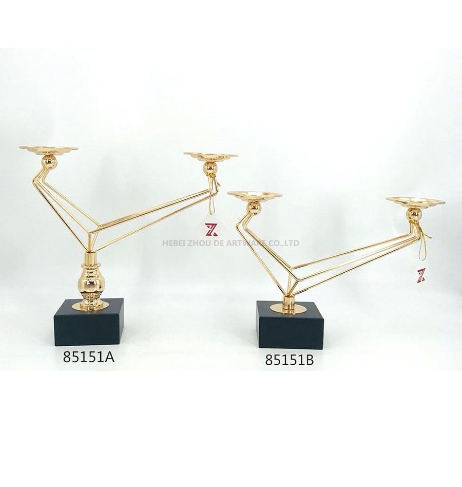 85151A 85151B Iron Candle Holder Gold and Black Color