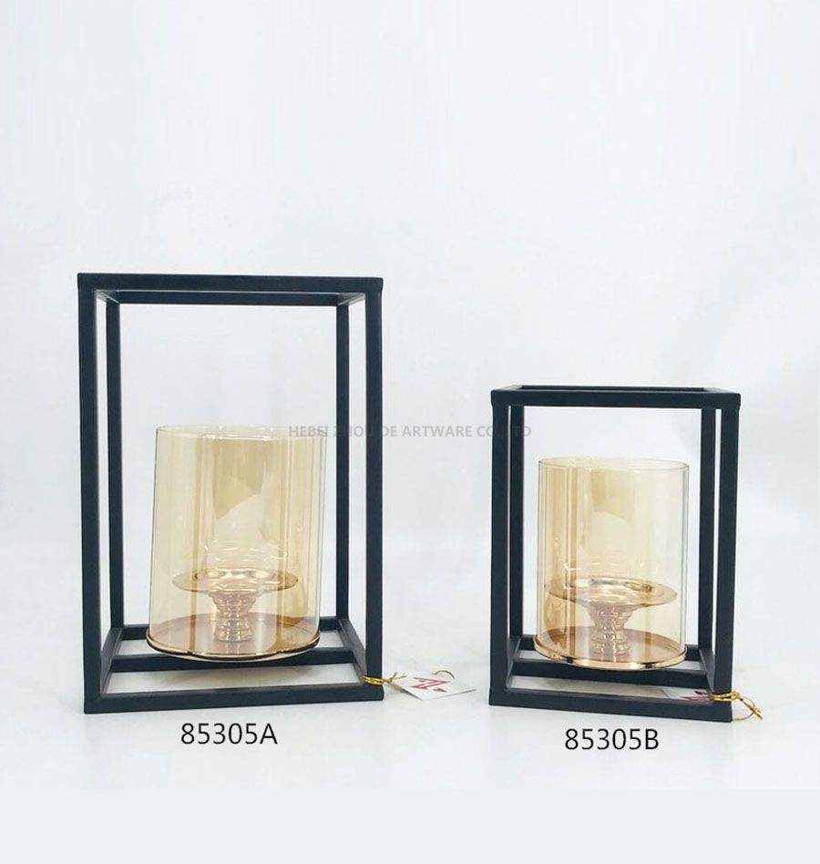 85305A 85305B Iron Candle Holder Gold and Black Color